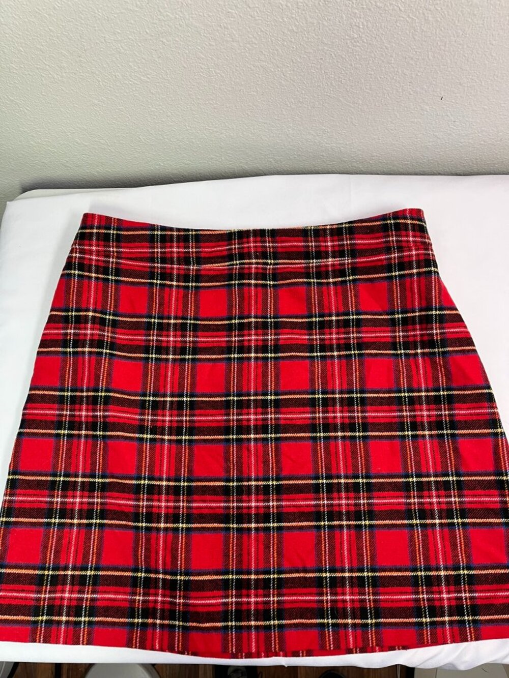 J Crew Size 16 Red Plaid Tartan Skirt Wool Blend NEW